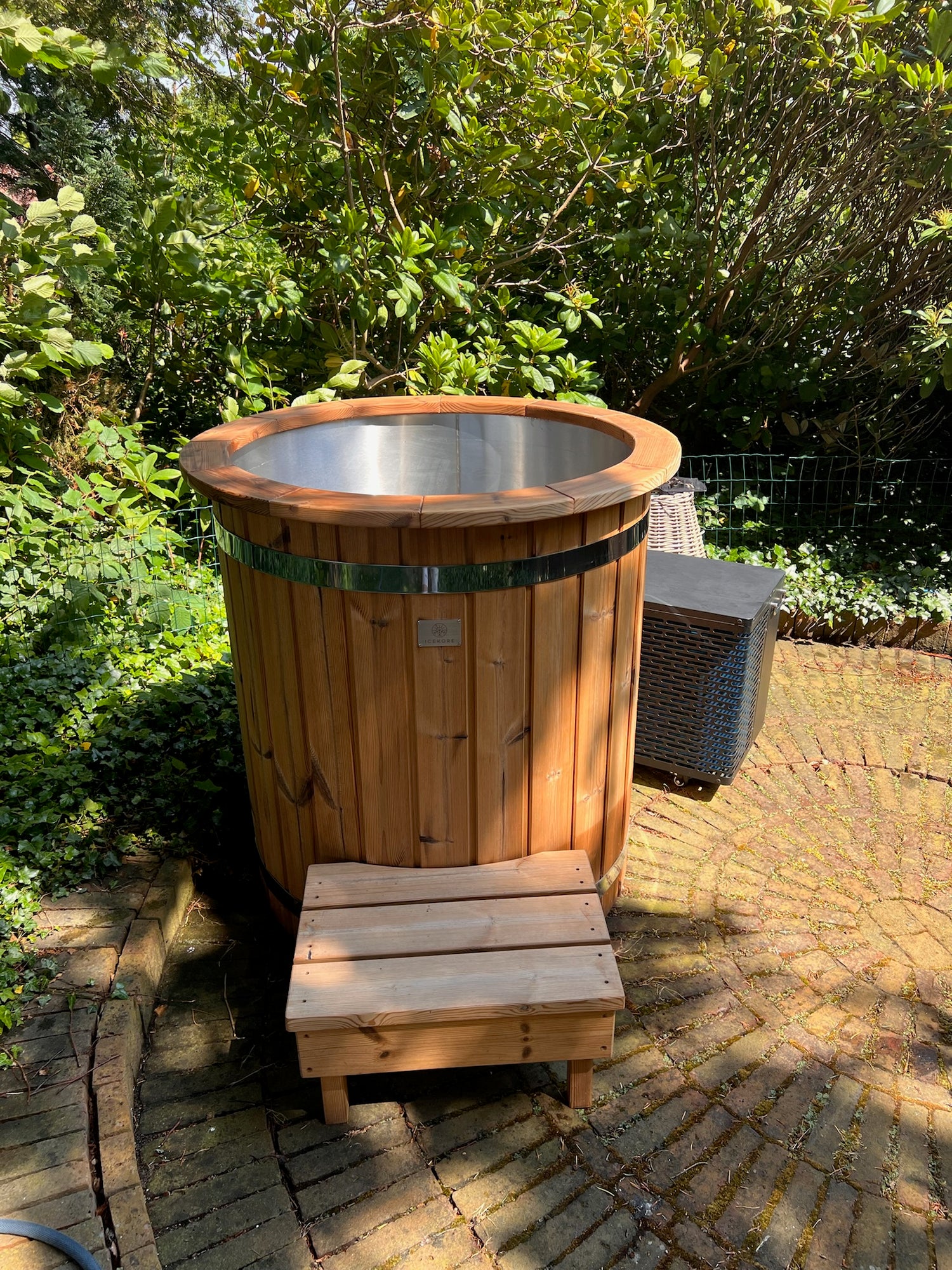 iceKore træ isbad med trin i haven